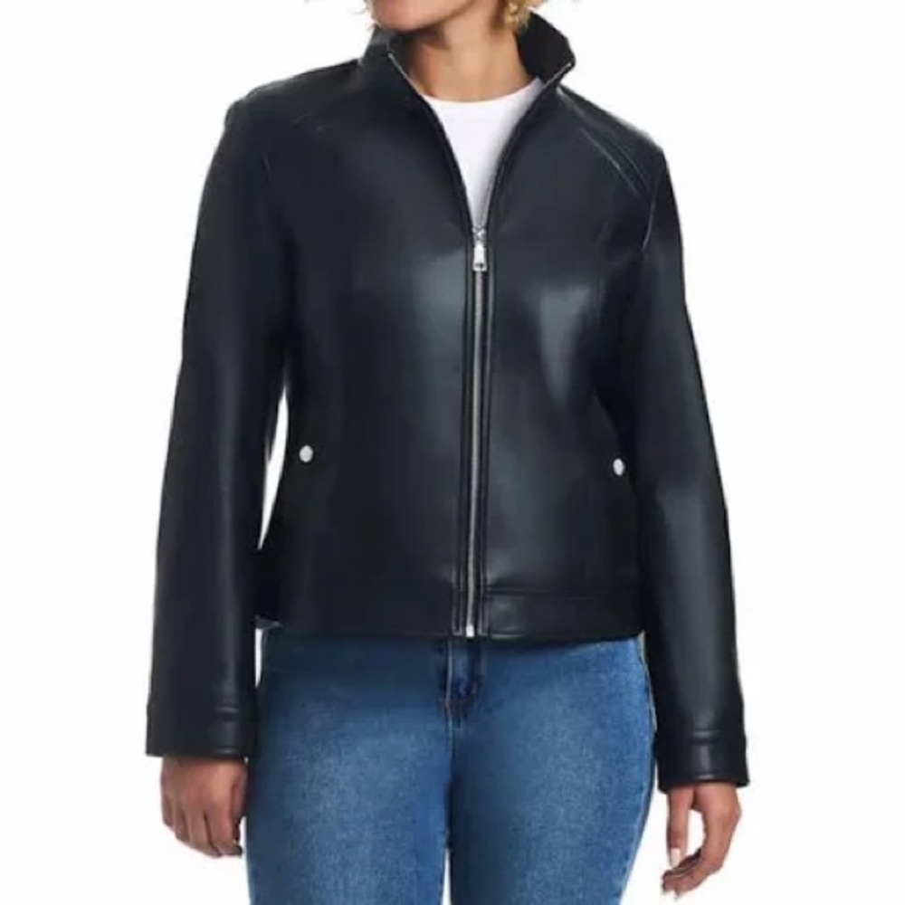 NWT Vince Camuto Ladies' Faux Leather Jacket SZ XXL BLACK